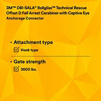 3M™ DBI-SALA® Rollgliss™ Technical Rescue Offset D Fall Arrest Carabiners with Captive Eye - 9