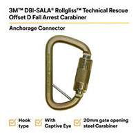 3M™ DBI-SALA® Rollgliss™ Technical Rescue Offset D Fall Arrest Carabiners with Captive Eye - 2