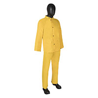 3 Piece Yellow Polyvinyl Chloride (PVC)/Polyester/Polyvinyl Chloride (PVC) Rainsuits with Overall Pants