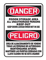 Poison Storage Area All Unauthorized Persons Keep Out Bilingual OSHA Danger Safety Signs