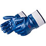 Smooth Finish Blue Nitrile Coated Chemical Supported Gloves with Safety Cuff